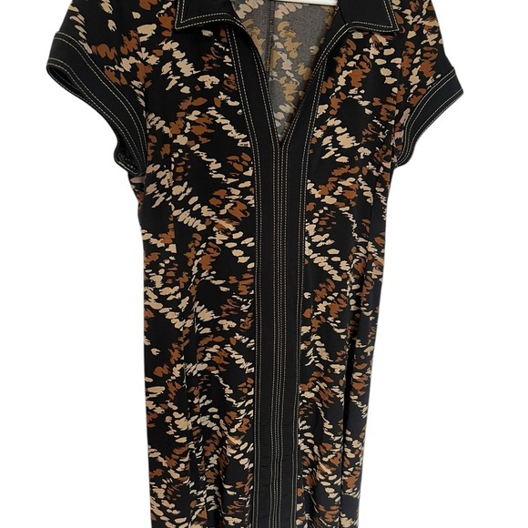 Connected Apparel 70s-Style Geometric Dress – Size 14P – Pre-Loved - Picture 3 of 8